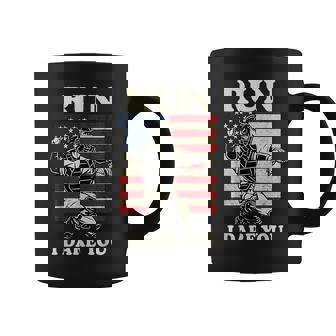 Vintage Run Steal I Dare You Baseball Fans Catcher Usa Flag Coffee Mug | Seseable UK