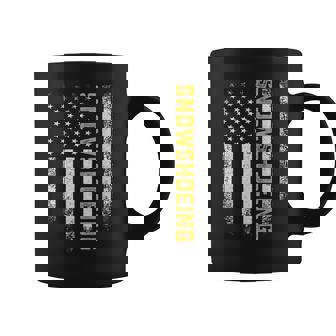 Vintage USA American Flag Snowshoeing Snowshoe Hiking Coffee Mug | Mazezy