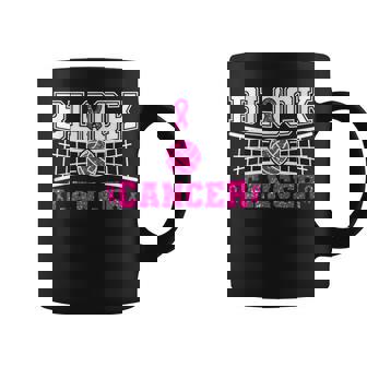 Volleyball Breast Cancer Awareness Block Out Cancer Pink Coffee Mug | Mazezy