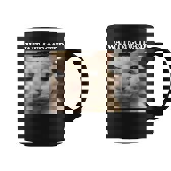 Wait I'm Goated Cat Silly Cat Meme Graphic Coffee Mug | Mazezy