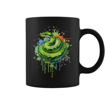 Watercolor Green Tree Python Snake Reptiles Boys & Girls Coffee Mug - Thegiftio UK
