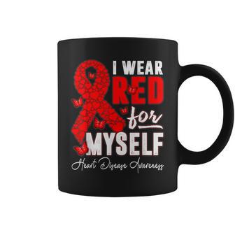 I Wear Red For Myself Heart Disease Awareness Butterflies Coffee Mug - Thegiftio UK