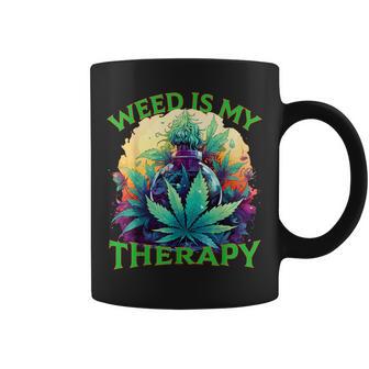 Weed Is My Therapy 420 Retro Cool Cannabis Blunt Smoking Coffee Mug - Thegiftio UK