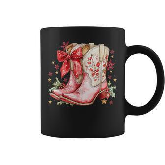 Western Christmas Family Pajamas Bow Cowgirl Cowboy Boots Coffee Mug | Mazezy