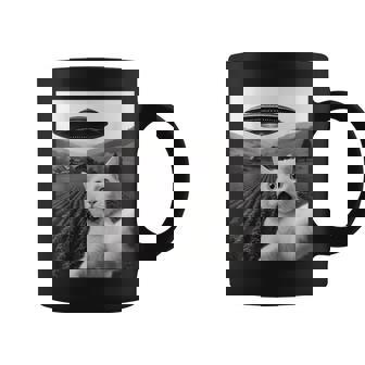 White Cat Selfie With Alien Ufo Kitty Abduction Coffee Mug | Seseable FR