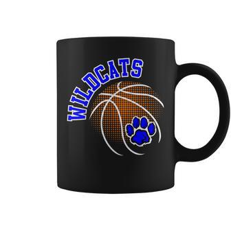 Wildcats Basketball School Spirit Blue Wildcat Basketball Coffee Mug | Mazezy