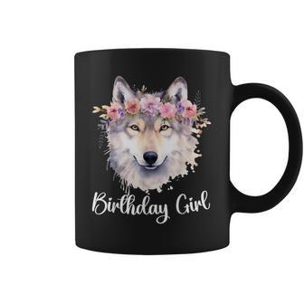Wolf With Flowers For The Birthday Girl Coffee Mug - Thegiftio UK