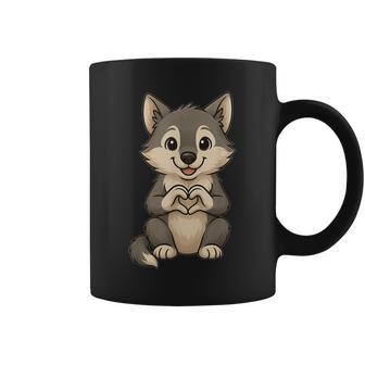 Wolf With Heart Sweet Wolf Motif With Heart Symbol Coffee Mug - Monsterry