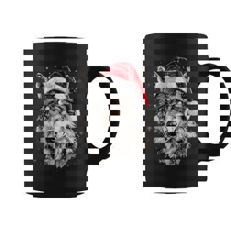 Wolf Santa Hat Xmas Wolf Lovers Christmas Pajama Coffee Mug - Thegiftio