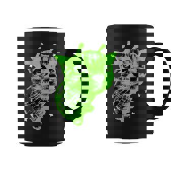 Y2k Alien Cat Meme Retro Silly Cat Vintage Space Kitty Coffee Mug - Monsterry