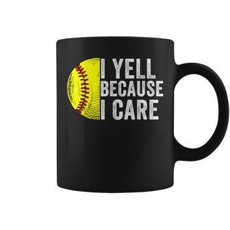 I Yell Because I Care Softball Vintage Dad Mom Women Coffee Mug - Thegiftio