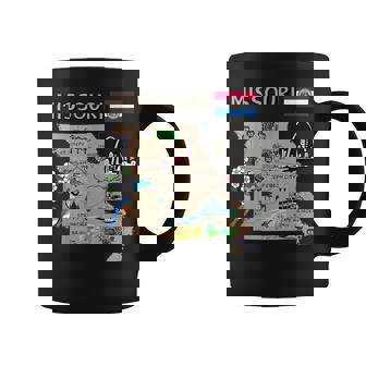 ミズーリ州のランドマーク、主要都市、道路、旗の地図 コーヒーマグ - Kawaiitshirt