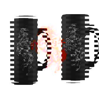 丙午 火の馬 墨絵 ストリートアート 筆文字 和柄 漢字 グラフィック 赤い炎 デザイン 日本風 コーヒーマグ - Kawaiitshirt