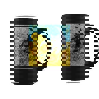 面白いゴッホのひまわり、猫のミーム、黒猫のアート。 長袖tシャツ コーヒーマグ - Kawaiitshirt