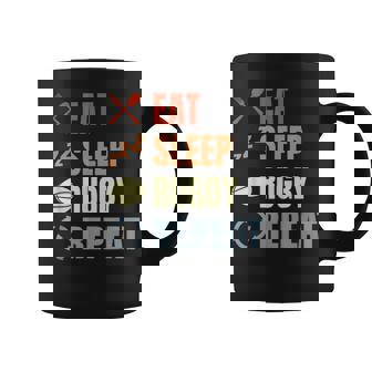 食べる寝るラグビーリピートラグビーコーチチームスポーツ コーヒーマグ - Kawaiitshirt