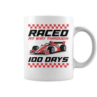100Th Day Of School100 Days Race Car Raced My Way For Boys Coffee Mug - Thegiftio UK