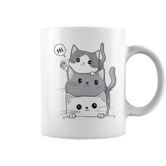 3 Cats Cute Drawing Girl Boy Cat Coffee Mug | Seseable CA
