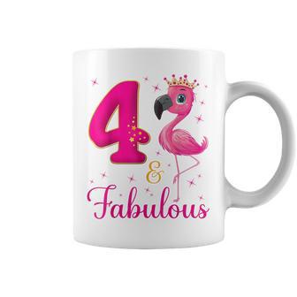 4 & Fabulous Flamingo Lovers 4Th Birthday Bday Party Coffee Mug - Thegiftio UK