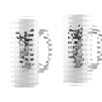 Belgian Malinois Raising Paw For Dog Owner Coffee Mug | Mazezy