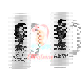 Black Girl Afro Santa Hat Merry Christmas African American Coffee Mug - Thegiftio