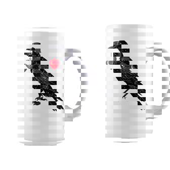 Black Raven Gothic Crow Holding Red Heart Dark Romantic Bird Coffee Mug - Thegiftio