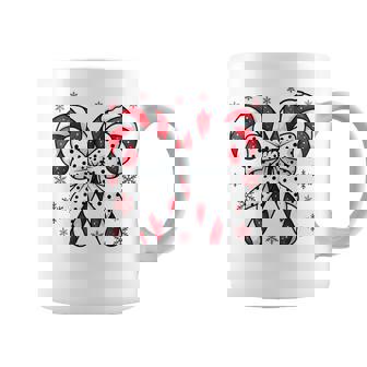 Candy Cane Christmas Season Girls Retro Coquette Bow Coffee Mug - Monsterry