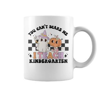 You Cant Scare Me I Teach Kindergarten Retro Halloween Ghost Coffee Mug - Thegiftio UK