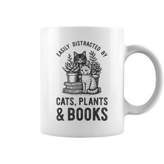 Cats Plants And Books Plant Lover Gardening Coffee Mug - Thegiftio UK