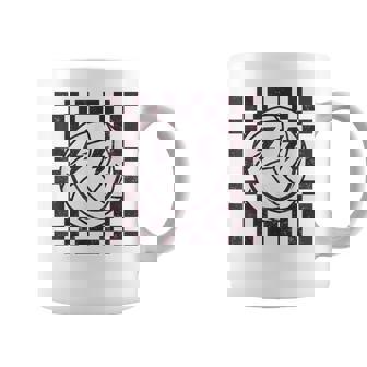 Checkered Volleyball Smile Face Lightning Bolt Coffee Mug | Seseable FR