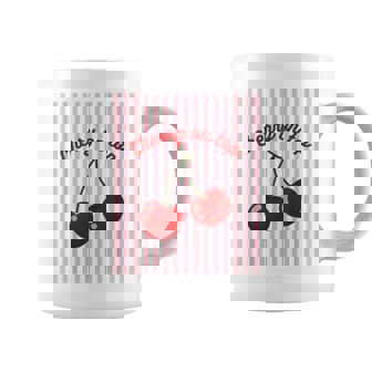 Cherry On Top Cherry Pink Striped Cherry Girl Aesthetic Coffee Mug - Monsterry
