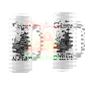 Christmas On The Farm Vintage Red Truck Barn Xmas Coffee Mug | Seseable CA