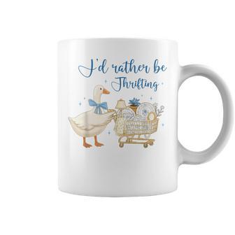 Coquette Cute Silly Goose Duck I’D Rather Be Thrifting Coffee Mug - Thegiftio UK
