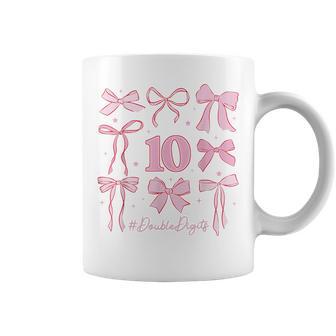 Cute Double Digits Birthday Girl 10Th Birthday Coquette Bow Coffee Mug - Thegiftio UK