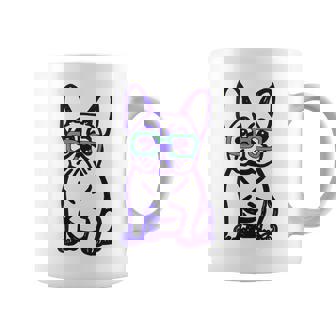 Cute French Bulldog Graphic With Glasses Pop Art Frenchie Coffee Mug | Mazezy