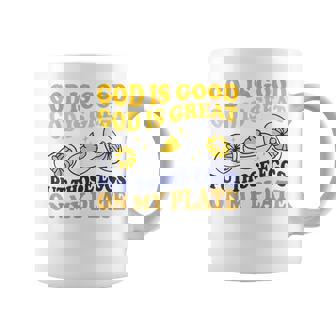 Deviled Egg Lover Foodie Humor Apparel -Adult Modern Round Collar Short Sleeve White Small God Is Good God Is Great Put Those Eggs On My Plate Coffee Mug - Monsterry