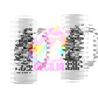 Diseño Personalizado Con Nombre De Unicornio Cecilia Taza de café - Regaloses
