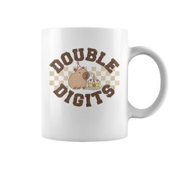 Double Digits 10Th Birthday Capybara Ten Year Old Coffee Mug - Monsterry