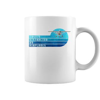 Easily Distracted By Airplanes Pilot Aviation Coffee Mug | Mazezy