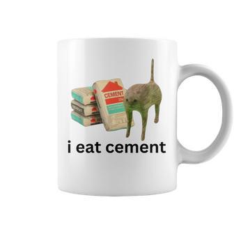 I Eat Cement Cursed Cat Unhinged Meme Coffee Mug - Thegiftio UK