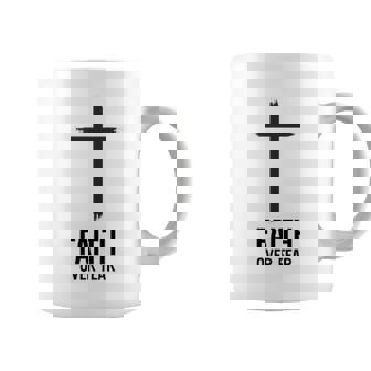 Faith Over Fear Small Cross Christian Minimalist Religious Coffee Mug | Mazezy