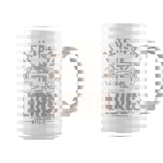 All The Fat Is Lords Gym Christian Workout Cross Dumbbell Coffee Mug - Monsterry