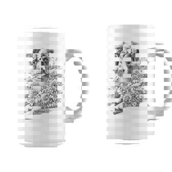 Floral Australian Shepherd Dog Aussie With Flowers Coffee Mug | Mazezy