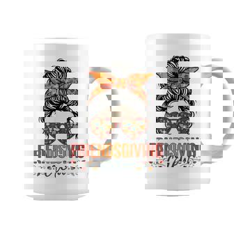 Friendsgiving Crew Autumn Thanksgiving 2025 Messy Bun Coffee Mug | Mazezy