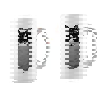 Cat Peeking In Pocket Cute Cat Lover For Dad Coffee Mug | Seseable UK