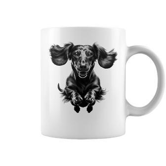 Dachshund In Jump As A Cool Portrait Coffee Mug - Thegiftio