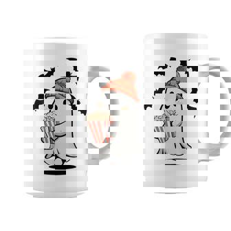 Ghost Eating Pop Corn Lovers Spooky Halloween Coffee Mug | Mazezy