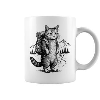 Outdoor Hiking Cat Backpacking Animals Coffee Mug - Monsterry