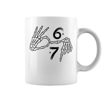 Six Seven 6 7 Meme 67 Skeleton Hand Halloween Costume Coffee Mug - Monsterry