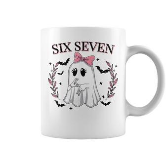 Six Seven Meme 67 Spooky Ghost Halloween 6 7 Cute Girl Coffee Mug - Thegiftio UK