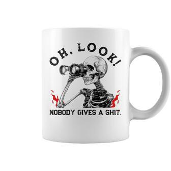 Skeleton Oh Look Nobody Gives A Shit On Back Coffee Mug - Thegiftio UK